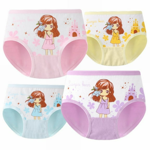 Zwiiyzr Little Girls' Soft Cotton Underwear Cartoon Toddler Undies Kids Panties Multicolor