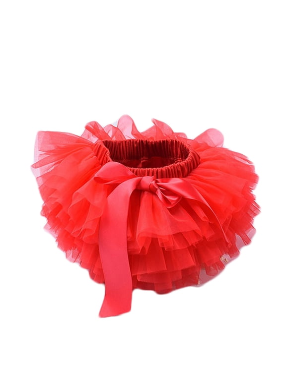 Little Girls and Big Girls Tulle Tutu Skirt Petticoat Mesh Puffy Princess Ballet Dance Pettiskirts Underskirt Red