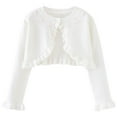 thumbnail image 1 of Zwiiyzr Long Sleeve Girls Shrug Knit Cardigan Childrens Bolero Dress Sweater Toddler Shawl Cover Up for 18M-7Y White, 1 of 8