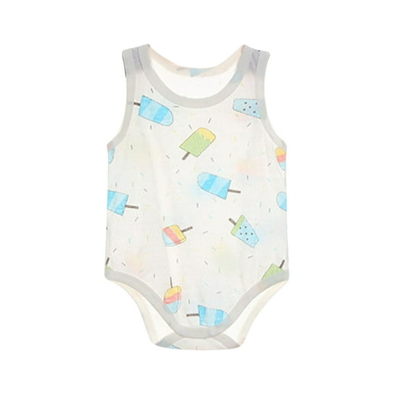 Zwiiyzr Newborn Baby Boy Girl Clothes Summer Bubble Romper Cotton Floral Print Sleeveless Romper Onesie Shorts Outfit White