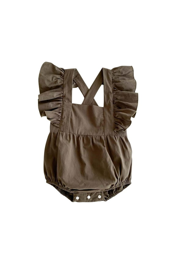 Newborn Baby Clothes Girl Bubble Romper Spring Onesie Flutter Sleeve Backless Jumpsuit Cute Summer Clothes Green