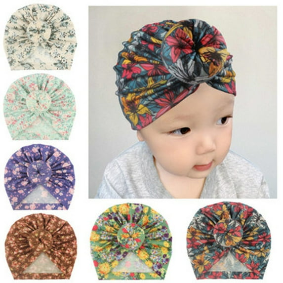 Zwiiyzr Newborn Baby Cotton Hat Soft Cotton Toddler Kids Girl Head Wrap with Big Bow Cap B