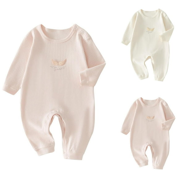 Zwiiyzr Newborn Baby Girl Boys Clothes Romper Long Sleeve Floral Jumpsuit Bodysuit Infant Romper Fall Winter Outfits 0-1T Pink