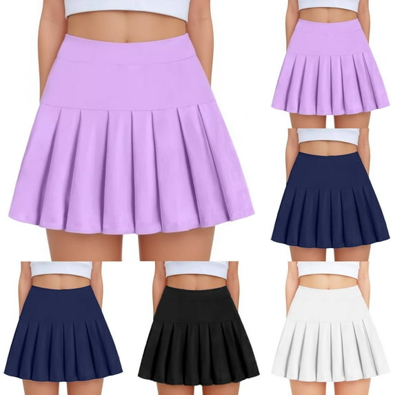 Zwiiyzr School Uniform Skorts for Girls Kids Tennis Skirt Girl's Pleated Skorts Student 4-13 Years Mini Short Skirts White