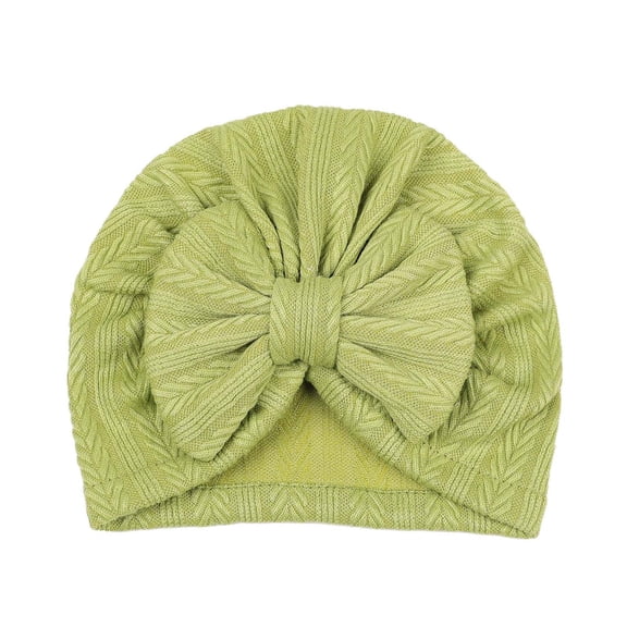 Zwiiyzr Solid Large Turban Hat Cap Beanie Bonnet with Big Hair Bow Baby Hats Knot Headwraps Turbans for Newborn Baby Girls Toddlers Infants Kids Green