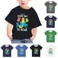thumbnail image 1 of Zwiiyzr Summer Shirts for Girls and Boy Toddler Kids "It'S A Good Day To Read A Book" Short Sleeve Round Neck Tee for 3-14 Years Gray, 1 of 4