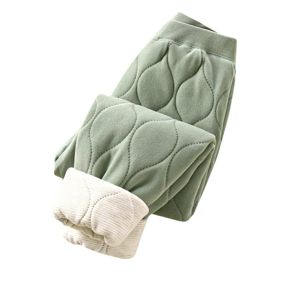 Zwiiyzr Toddler 1-13 Years Baby Boys Girls Quilted Pants Elastic Cotton Padded Thick Pants Warm Winter Pants Green