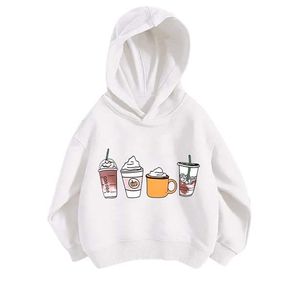 Zwiiyzr Toddler Baby Boy Girls Fall Winter Hooded Clothes Baby Hoodie Tops Heart Printed Long Sleeve Sweatshirt 3-9Y White
