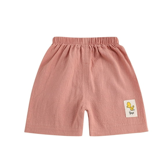 Zwiiyzr Toddler Baby Boys Girls Shorts Cotton Linen Summer Casual Shorts Kids Solid Color Short Pants 1-6 Years Red