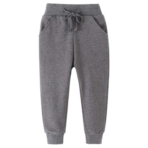 Zwiiyzr Toddler Baby Boys Girls Sweatpants Solid Color Loose Sport Winter Warm Trousers Baby Bottoms Sweatpants 1-7 Years Dark Gray