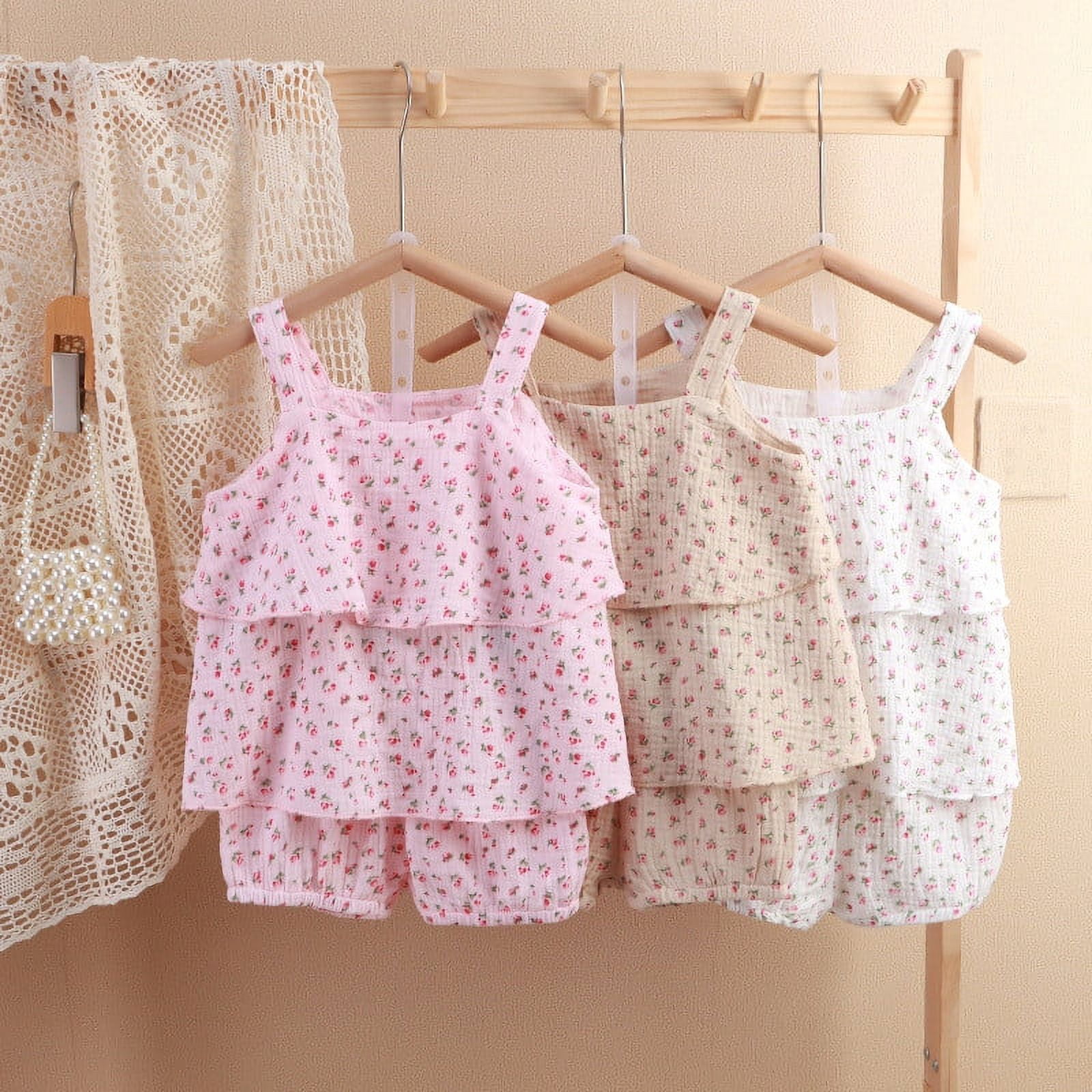 Zwiiyzr Toddler Baby Girl Summer 2Pcs Outfit Sleeveless Ruffled Peplum ...
