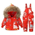 thumbnail image 1 of Zwiiyzr Toddler Boys Girls Thicken Warm Snowsuit Hooded Ski Jacket Pants 2 PCS Set Skiing Jacket with Pants 1-6T Red, 1 of 5