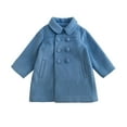 thumbnail image 1 of Zwiiyzr Toddler Girls Pea Coat Notched Lapel Collar Jacket Kids Long Sleeve Button Pocket Long Winter Peacoat Outerwear Blue, 1 of 8