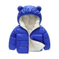 thumbnail image 1 of Zwiiyzr Toddler Kids Boys Girls Cute Bear Winter Coat Solid Color Fleece Lined Thick Casual Keep Warm Hooded Coat Jacket 1-6 Years Blue, 1 of 4