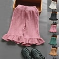 thumbnail image 1 of Zwiiyzr Toddler Kids Girls Loose Cotton Linen Long Pants Solid Ruffled Trim Casual Trousers for Summer Comfortable Pants 1-7Y Pink, 1 of 4