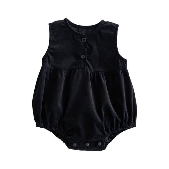 Zwiiyzr Unisex Baby Clothes Infant Boy Girl Summer Bubble Romper Toddler Baby Plain Sleeveless Jumpsuit Black