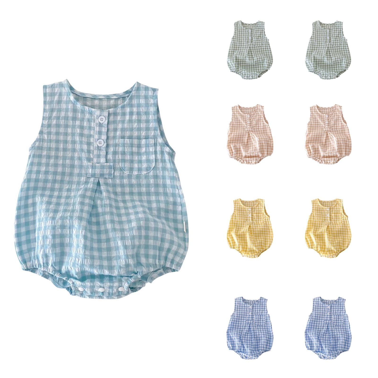 Baby Romper In Blended Stuff In Sky Blue Color With Cap