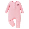 thumbnail image 1 of Zwiiyzr Winter Newborn Baby Boy Girl Ribbed Romper Unisex Infants Solid Color Outfit Baby Clothes Cotton Button Jumpsuits 0-18 Months Pink, 1 of 5
