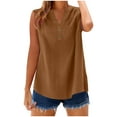 thumbnail image 1 of Zwiiyzr Womens Solid Color Button Down Shirt Cotton Linen Blend Textured Fabric Casual Loose Fit Top Breathable Comfortable Everyday Wear Brown, 1 of 8