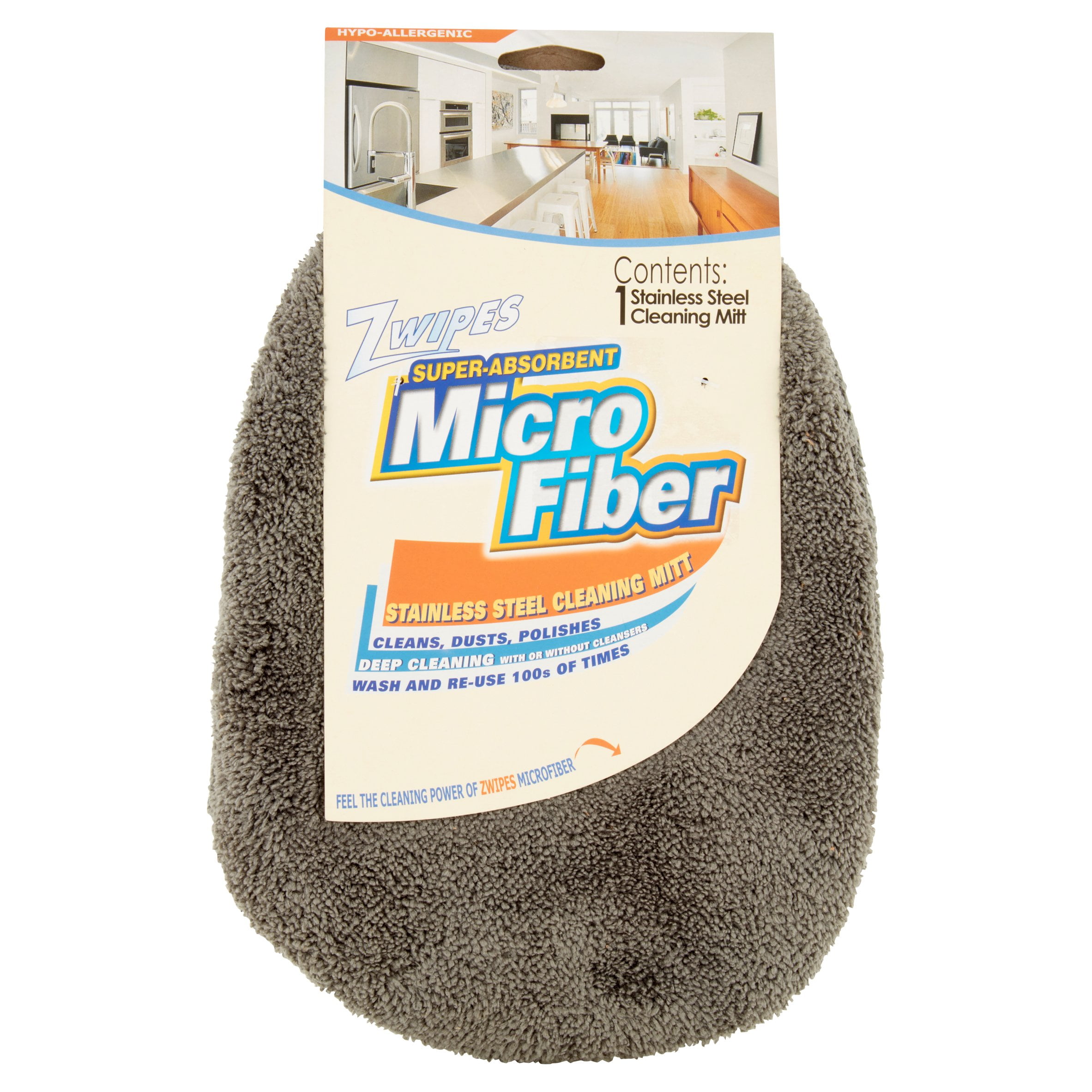 Zwipes SuperAbsorbent Micro Fiber Stainless Steel Cleaning Mitt
