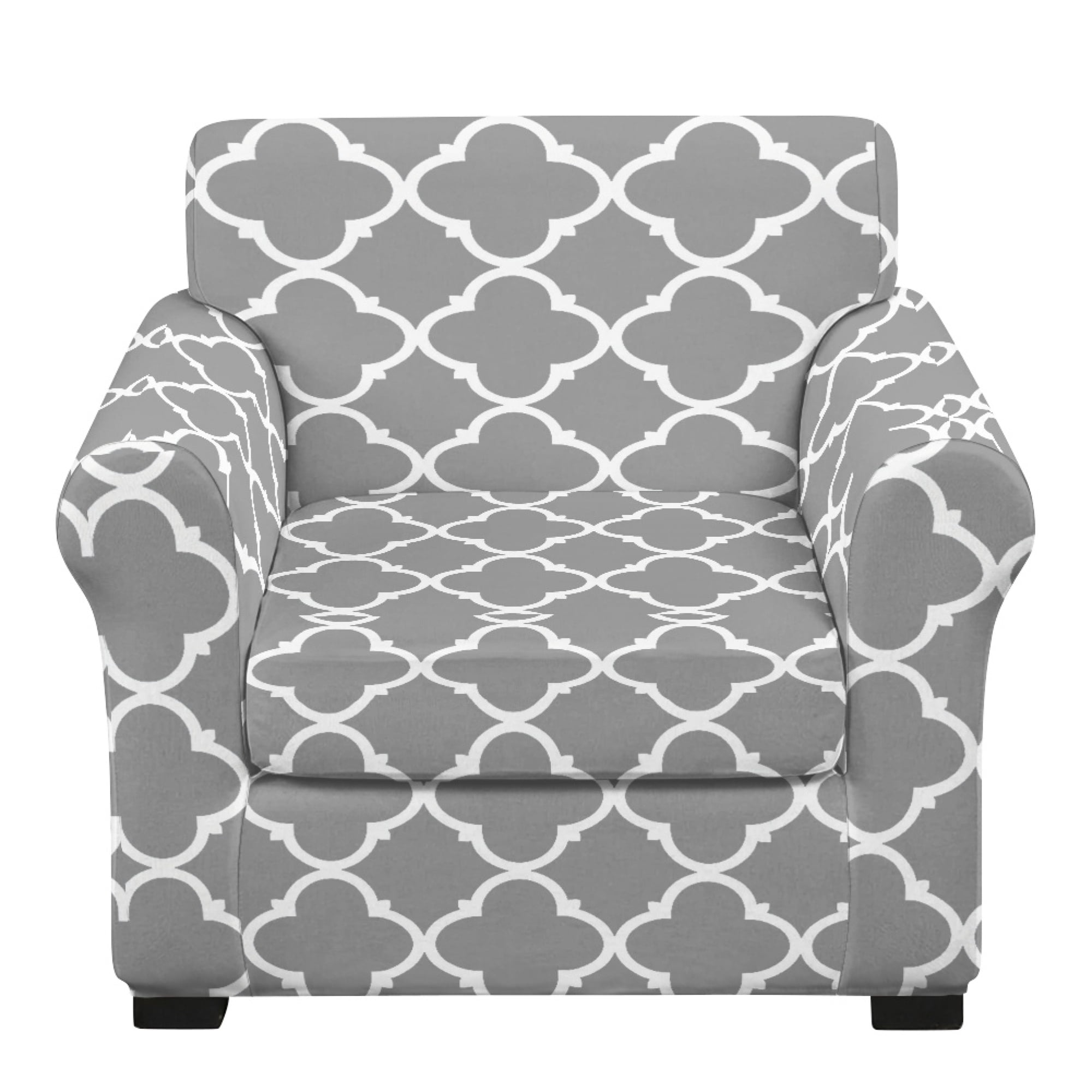 Grey Pattern Cover ZWPINITUP Grey Quatrefoil Pattern Chair Sofa Cover 2 Pcs Armchair Cover ...