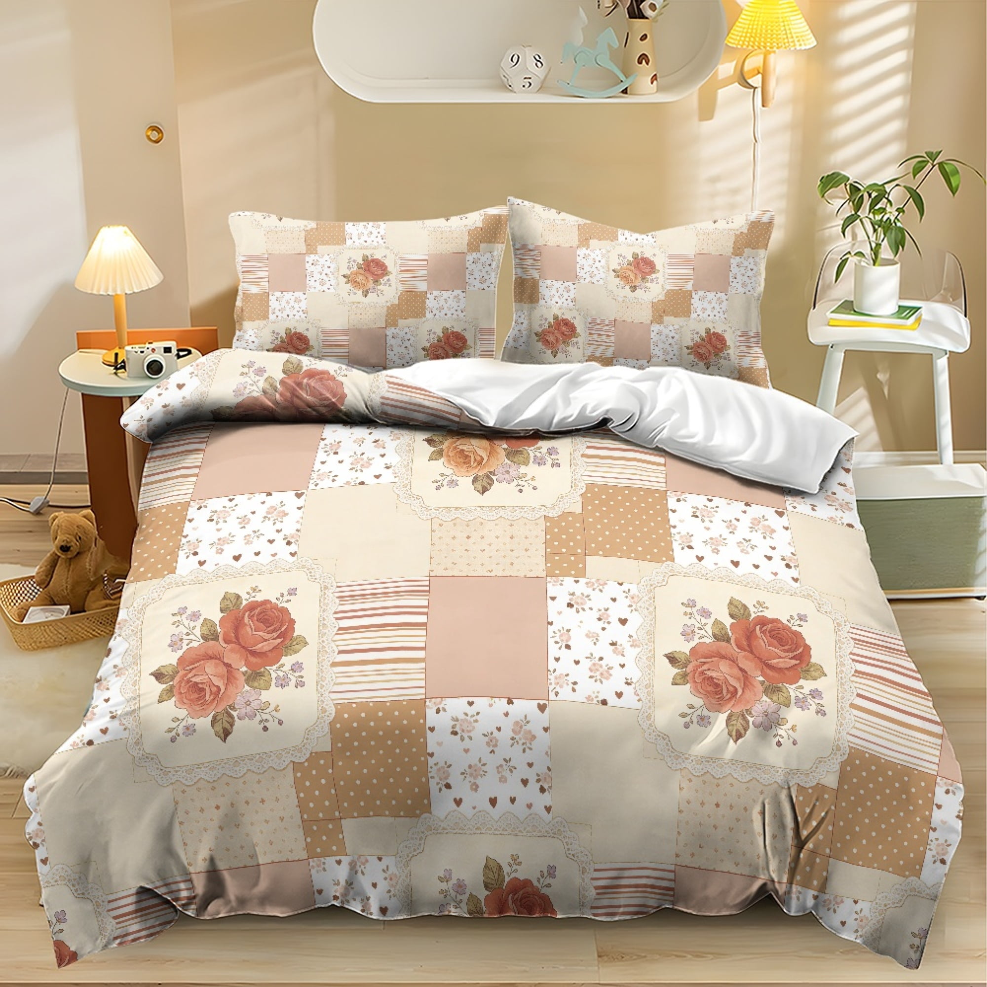 ZWPINITUP Soft Comforter Cover for Dorm Home, 3-Piece Polyester Easy ...