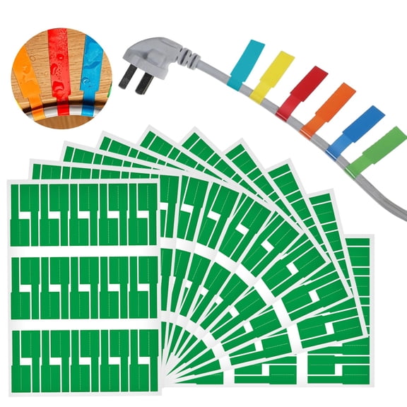 Zwwxt 300Pcs Cable Labels, Colored Waterproof Cord Labels for Electronics, Tear-Resistant Wire Labels for Laser Printer and Handwriting, Self-Adhesive Cable Label Tags for Management, Dark Green