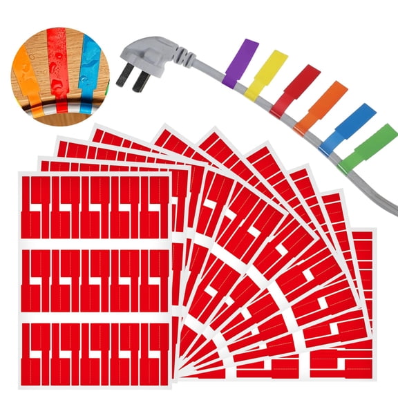 Zwwxt 300Pcs Cable Labels, Colored Waterproof Cord Labels for Electronics, Tear-Resistant Wire Labels for Laser Printer and Handwriting, Self-Adhesive Cable Label Tags for Management, Red
