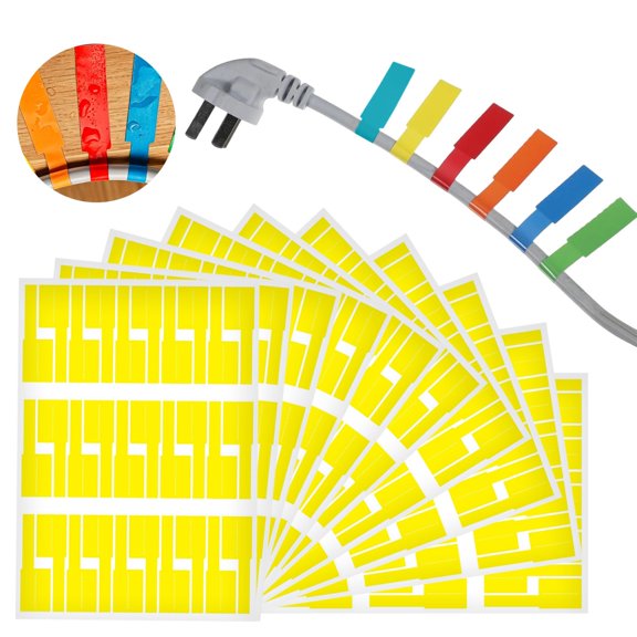 Zwwxt 300Pcs Cable Labels, Colored Waterproof Cord Labels for Electronics, Tear-Resistant Wire Labels for Laser Printer and Handwriting, Self-Adhesive Cable Label Tags for Management, Yellow