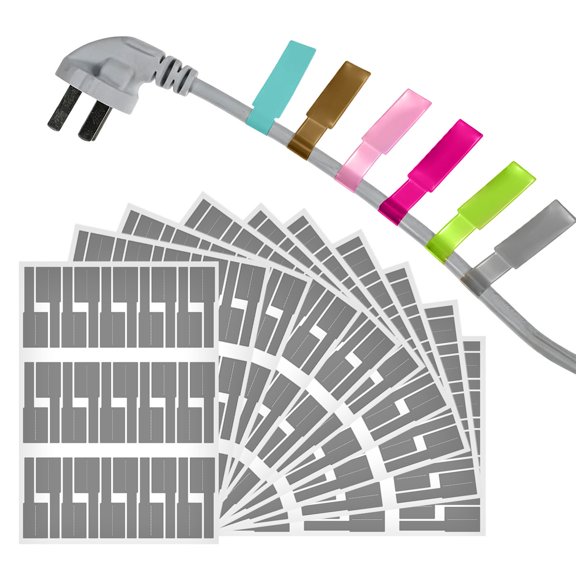 Zwwxt 300Pcs Cable Labels, Colored Waterproof Cord Labels for Electronics, Tear-Resistant Wire Labels for Laser Printer and Handwriting, Self-Adhesive Cable Label Tags for Management, Gray
