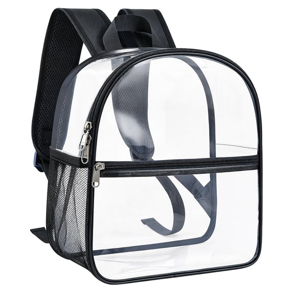 Zwwxt Clear Backpack for Stadium Events, 12x6x12 Clear Stadium Bag, Stadium Approved Clear Bag for Concerts, Work, Sports Games, Gym, Festivals, Clear Stadium Backpack for Women Men, Black