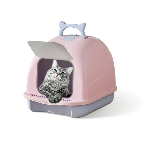 Zxareky Cat Litter Box with Lid Closed Kitten Litter Pan with Litter Scoop ,Cat Enclosed Toilet