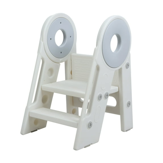 Zxareky Foldable Kitchen Step Stool, Non-Slip Bathroom Sink Step Stool with Flip-up Pedal
