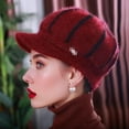 thumbnail image 1 of Zxareky Women Winter Hat Thick Warm Knitted Hat Soft Velvet Cap with Visor Brim, 1 of 7