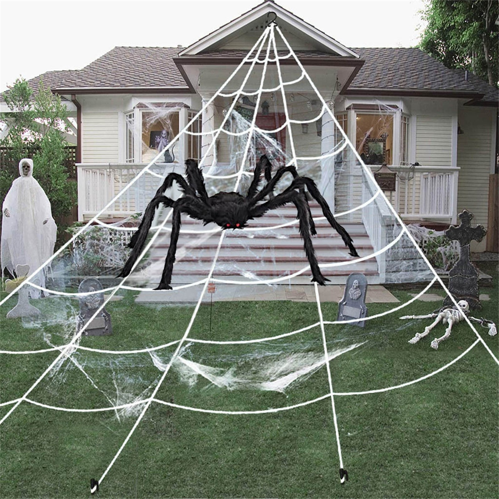 6 Packs Halloween Decorations Outdoor Clearance Halloween Spider Web Hanging Lighted Spider Outdoor Decorations for Halloween Birthday Party Gifts Sup