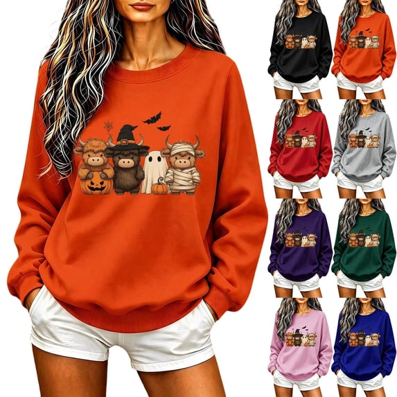 Zxlsdmn Womens Crew Neck Sweatshirts Casual Long Sleeve Pullover Tops Fashion Graphic Sweatshirt Soft Fall Winter Holiday Going Out Clothes M