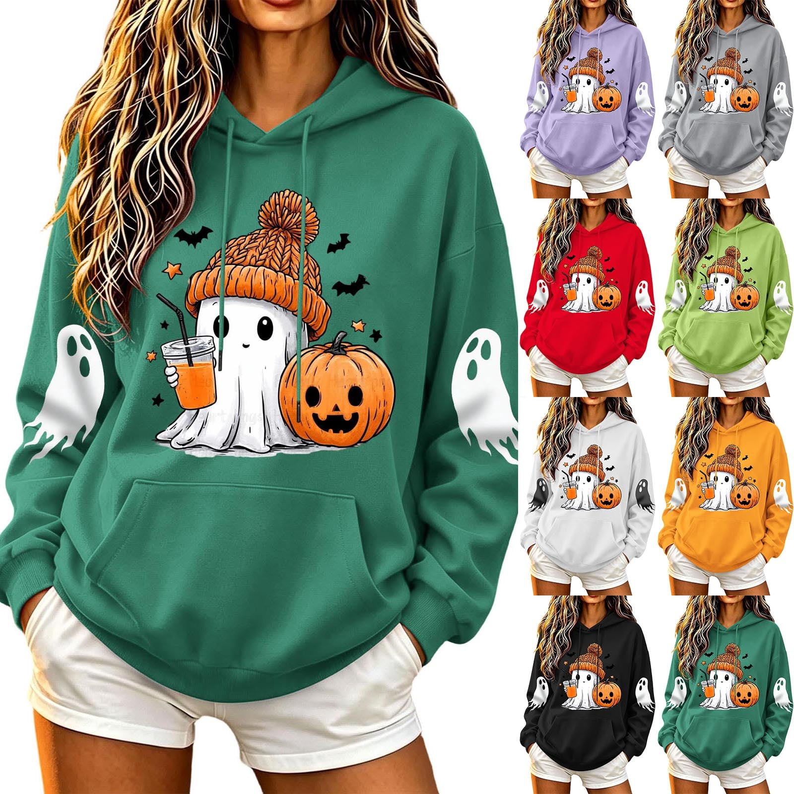 Zxlsdmn Womens Halloween Hoodie Loose Casual Long Sleeve Pullover
