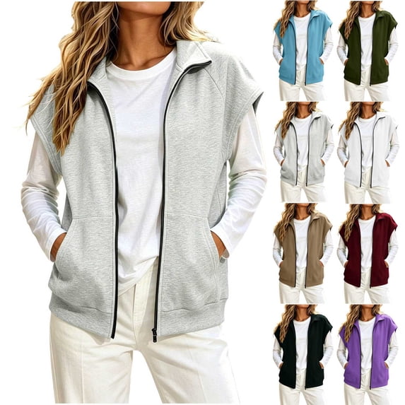 Zxlsdmn Womens Zip up Sweatshirt Casual Short Sleeve Outwear Coat Comfy Stand Collar Solid Color Sweatshirts Lightweight Spring Fall Athletic Clothes Light Blue S