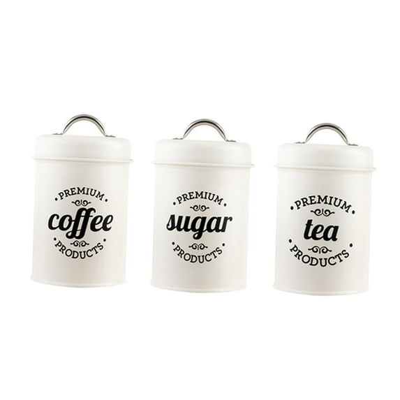 Zxpjkyu 1200ml Sugar Tea Coffee Canisters Set Airtight Kitchen Food Storage Jars Bottles D White