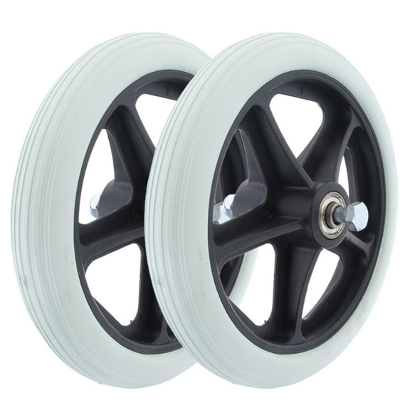 Zxpjkyu 2 Pieces Wheelchair Caster Wheels - Solid Tires Front Wheel Castor for Wheelchair - 7 inch & 5/16 inch Bearing - Wear Resistant & Anti-slip