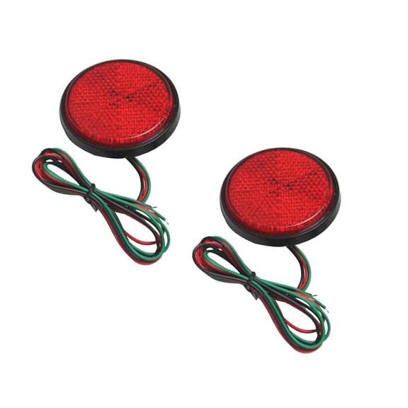 Zxpjkyu 2X LED Round Reflector Tail Brake Stop Light Indicator Truck Trailer - Red