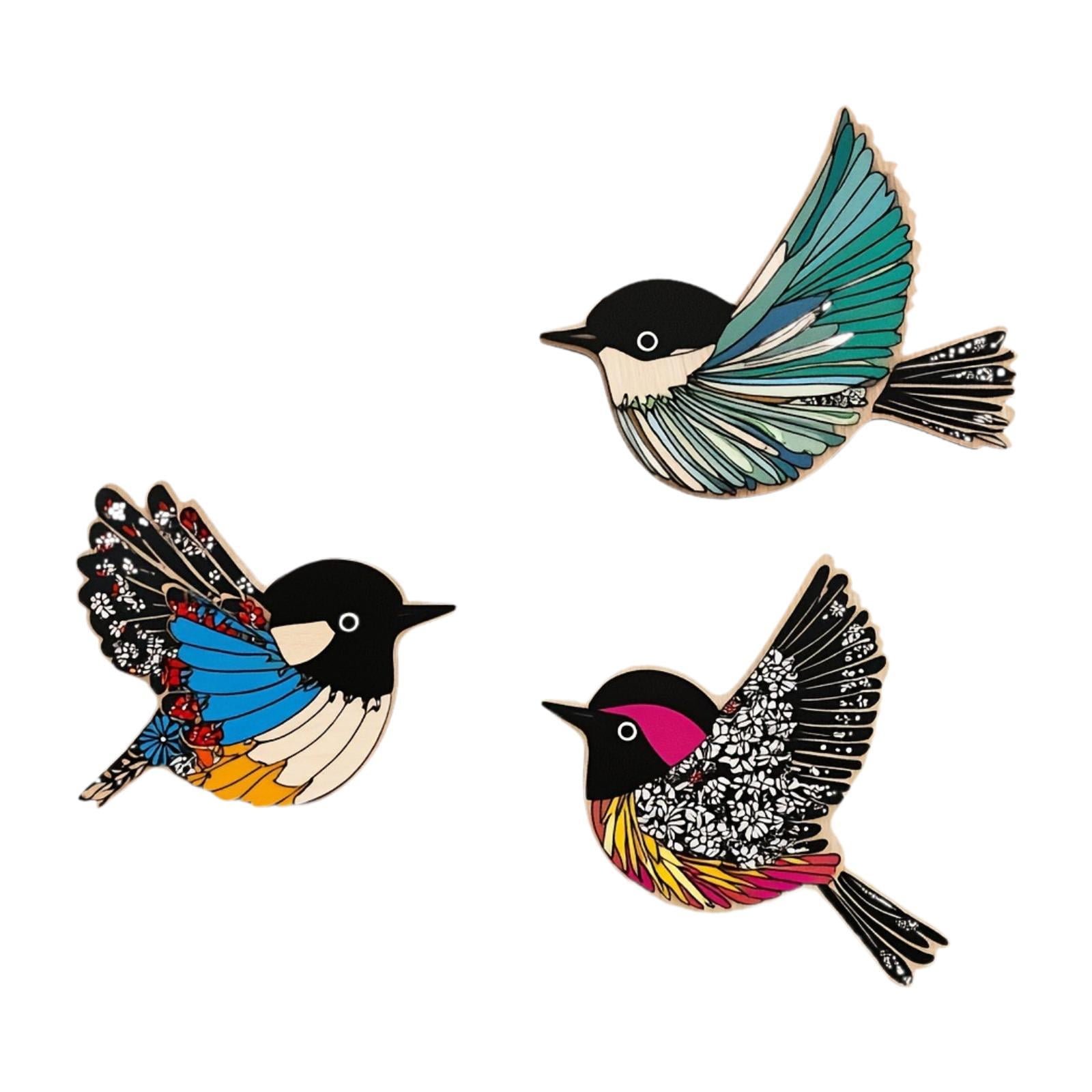 Zxpjkyu 3Pcs Wooden Bird Wall Art Wood Flying Birds Wall Decors