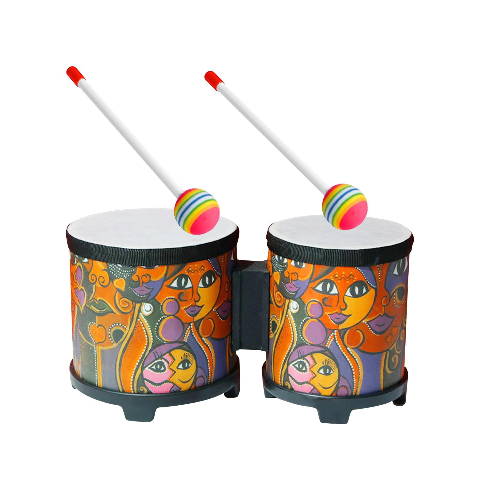 Zxpjkyu 5'' and 6'' Bongo Drum Set African Hand Drum Educational Toy Music Enlightenment Face