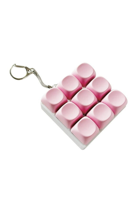 9 Key Keyboard Fidget Clicker Toy Keychain Accessory Multifunctional Sturdy with Pink
