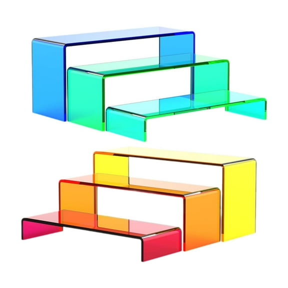 Zxpjkyu Acrylic Display Riser Showcase Tabletop Organizer Colorful Desktop Display Shelf