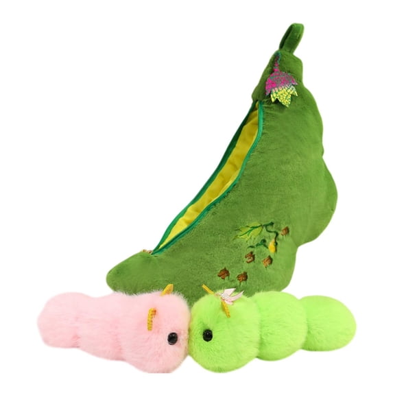 Zxpjkyu Bean in Zipper Pod Cartoon Cuddly Stuffed Toy for Kids Boys Girls Birthday Gifts 28cm Caterpillar