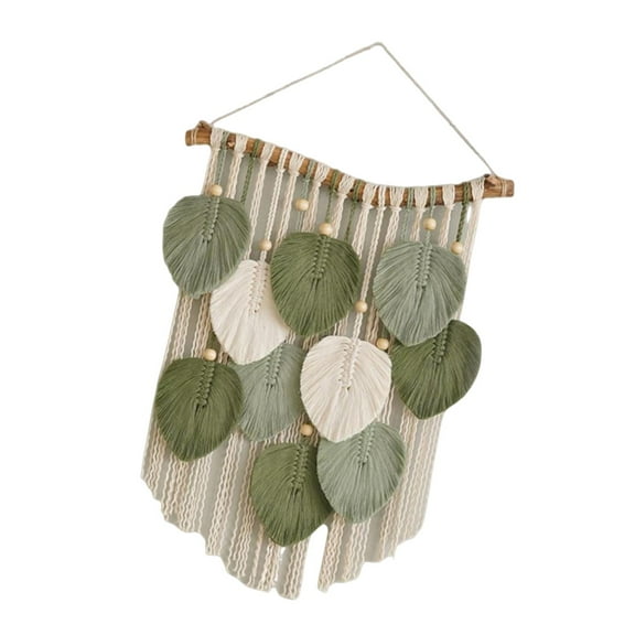 Zxpjkyu Boho Leaf Hanging Leaves Macrame, Wall Hanging Fringe ,Bedroom over Bed Art Wall