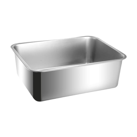 Zxpjkyu Cat Litter Box Cat Toilet Stainless Steel Open Top Sturdy Sandbox High Sided Pet Height 15cm