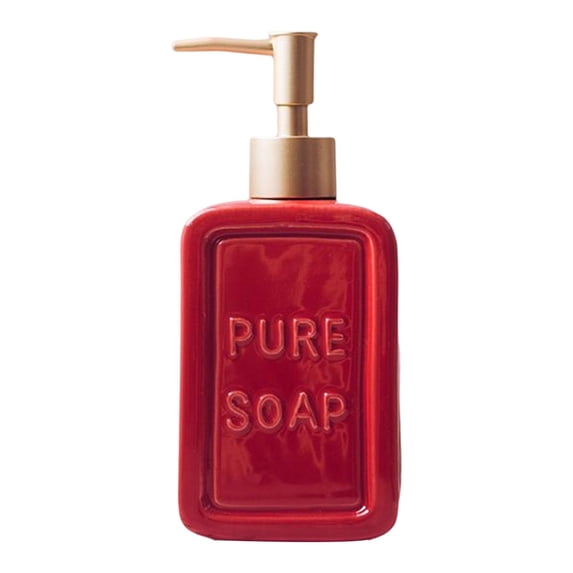 Zxpjkyu Ceramic Hand Soap Dispenser Leakproof Jar Portable Container Durable Lotion Pump Red