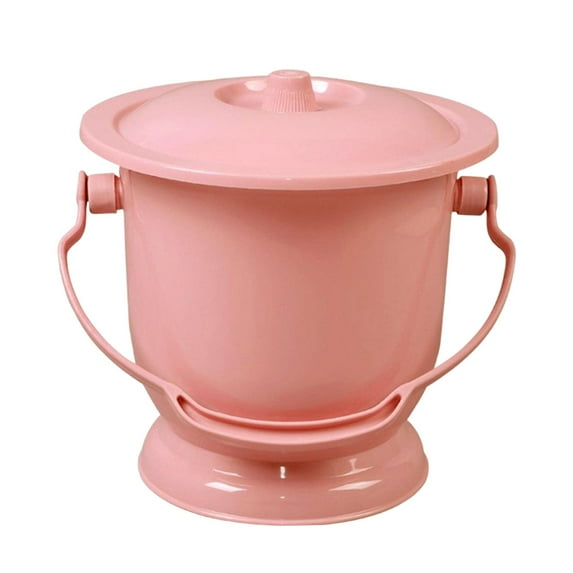 Zxpjkyu Chamber Pot with Lid Bedpan Spittoon Indoor with Handle Urine Bucket Pink